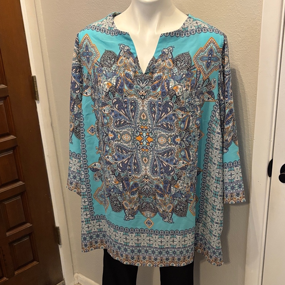Blue Paisley Women's Top